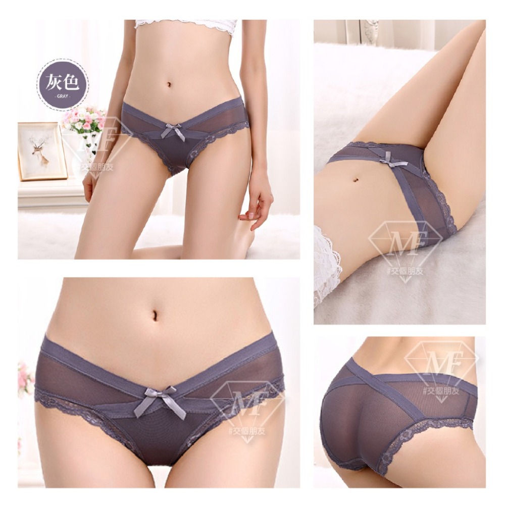 現貨免運 M.F 性感蕾絲內褲 ✔獨立包裝 包臀 網紗美臀 交叉網紗 蝴蝶結 台灣賣家 抑菌底布 涼感冰絲 B0070-細節圖7