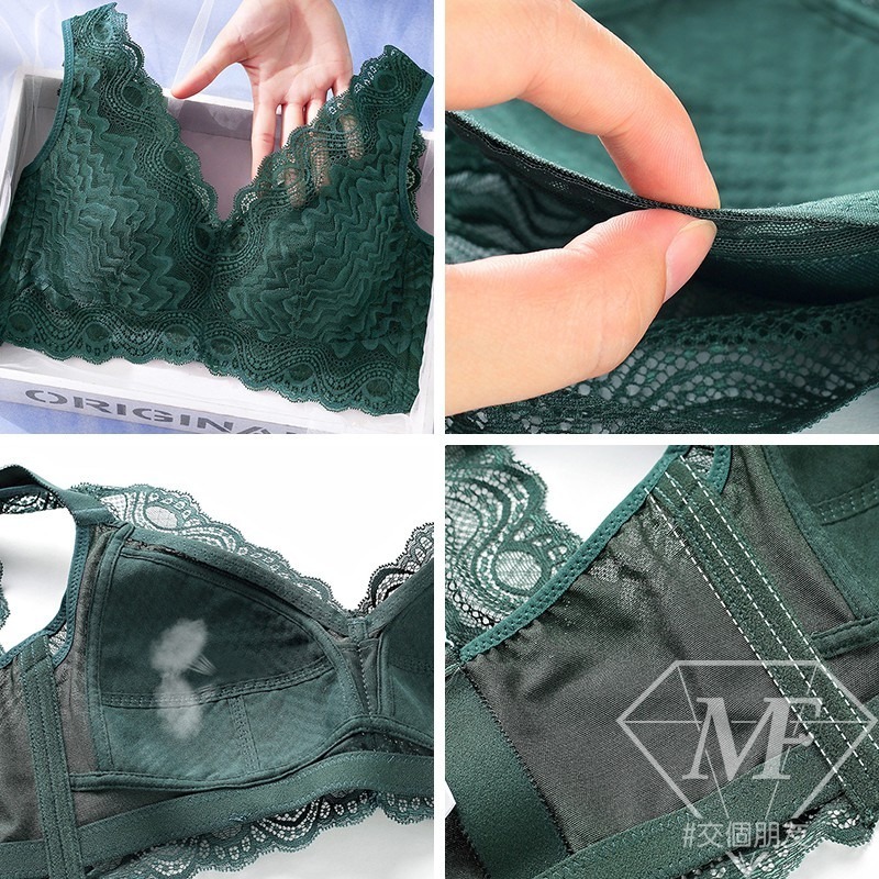 M.F 大罩杯 D E罩杯 蕾絲內衣大尺碼內衣 U型美背 四排五釦 柔軟蕾絲不刺膚 大胸顯小 四色A0022-DE-細節圖6