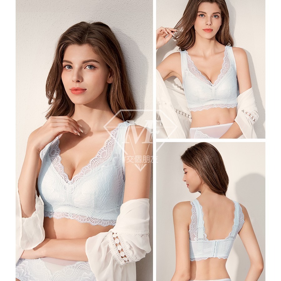 M.F 大罩杯 D E罩杯 蕾絲內衣大尺碼內衣 U型美背 四排五釦 柔軟蕾絲不刺膚 大胸顯小 四色A0022-DE-細節圖8