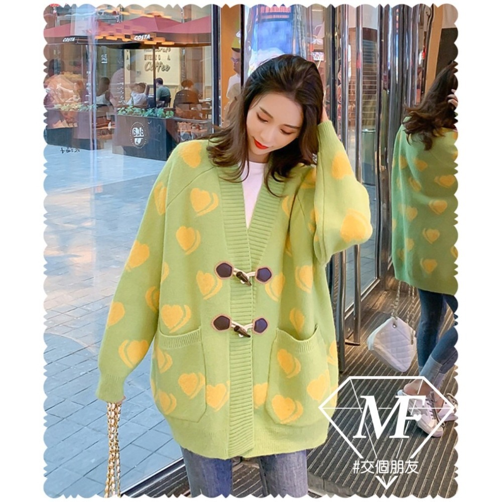 台灣現貨 韓版 愛心針織外套 包心紗外套 針織開衫外套 長袖毛線外套 針織外套 長袖針織外套 M.F C0024-細節圖2