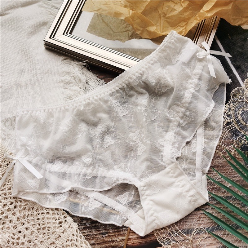 M.F 冰絲內褲 甜美 可愛 日系 小香風 荷葉邊 包臀 女生 內褲 台灣賣家 快速出貨 蝴蝶結 性感 親膚 B0061-細節圖4