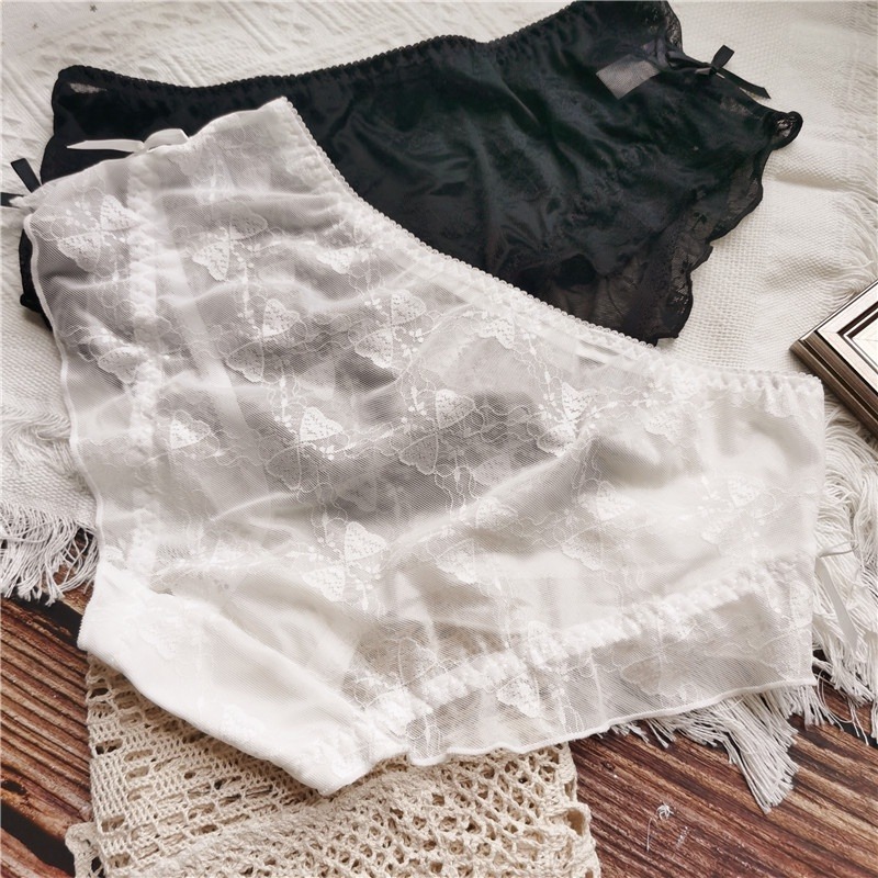 M.F 冰絲內褲 甜美 可愛 日系 小香風 荷葉邊 包臀 女生 內褲 台灣賣家 快速出貨 蝴蝶結 性感 親膚 B0061-細節圖5