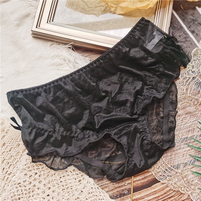 M.F 冰絲內褲 甜美 可愛 日系 小香風 荷葉邊 包臀 女生 內褲 台灣賣家 快速出貨 蝴蝶結 性感 親膚 B0061-細節圖7