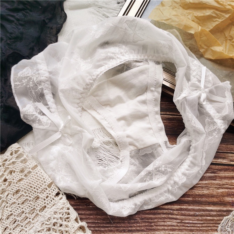 M.F 冰絲內褲 甜美 可愛 日系 小香風 荷葉邊 包臀 女生 內褲 台灣賣家 快速出貨 蝴蝶結 性感 親膚 B0061-細節圖9