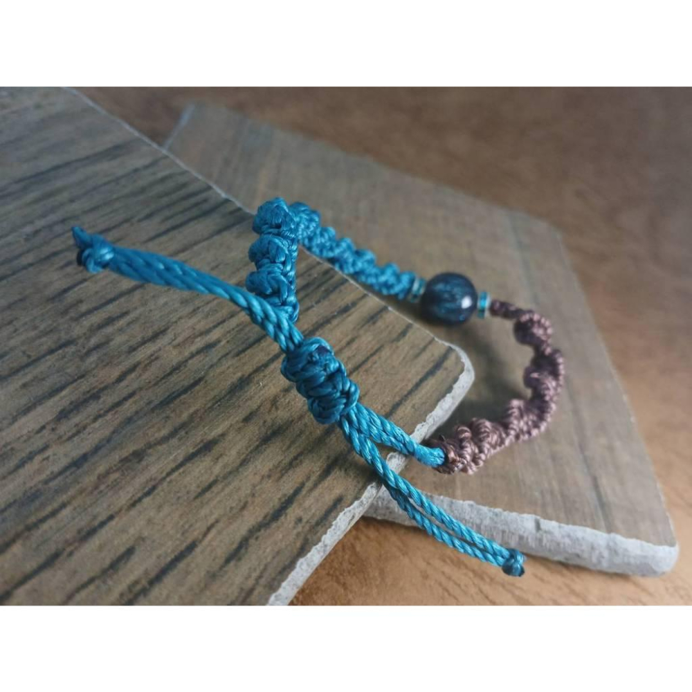 手作編織手環｜星空琉璃珠手鍊｜蠟線可調式情侶手環-細節圖3
