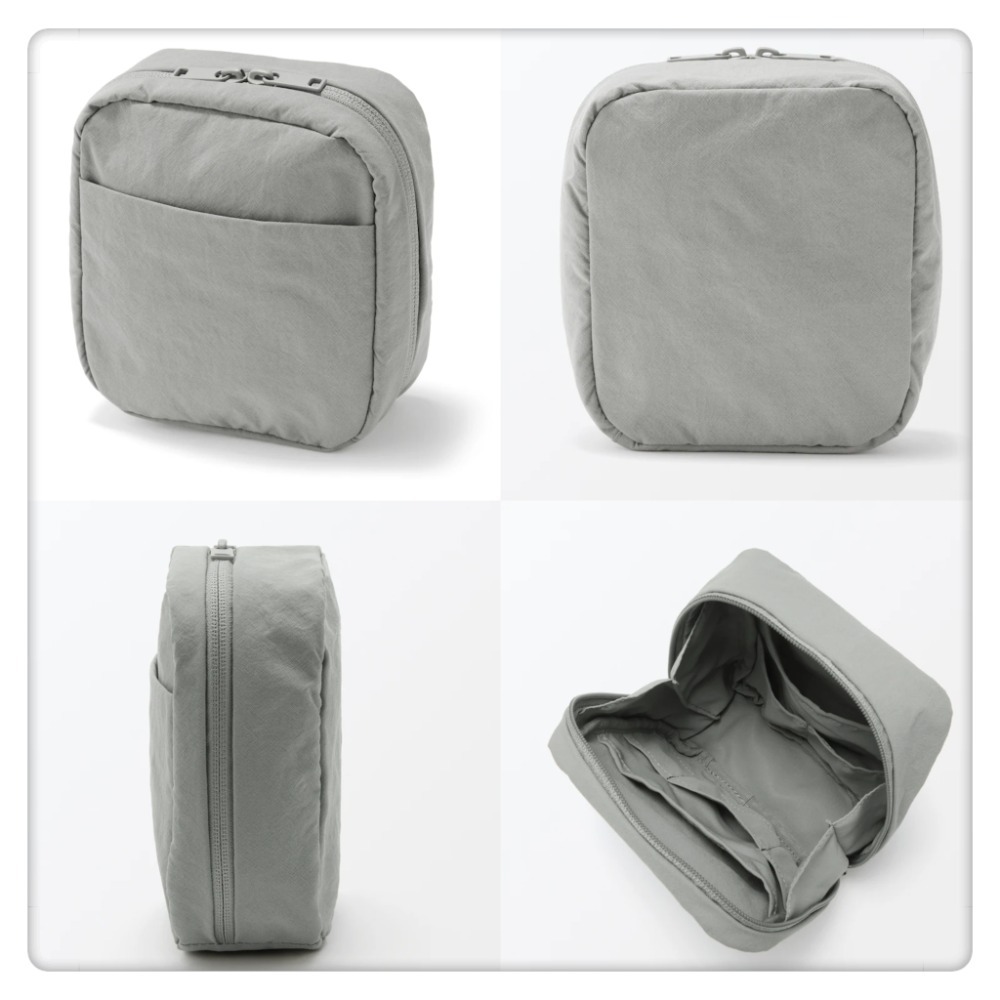 (現貨)無印良品 MUJI 皺摺收納包(14*16*6) 尼龍化妝包 收納包 大開口收納包【米猴小舖】-細節圖2