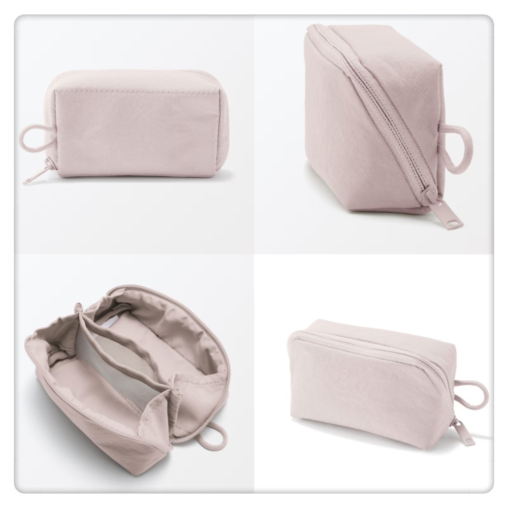 (現貨)無印良品 MUJI 皺摺收納包(11*6*3.5) 化妝包 大開口收納包【米猴小舖】-細節圖2