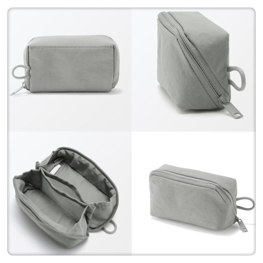 (現貨)無印良品 MUJI 皺摺收納包(11*6*3.5) 化妝包 大開口收納包【米猴小舖】-細節圖4