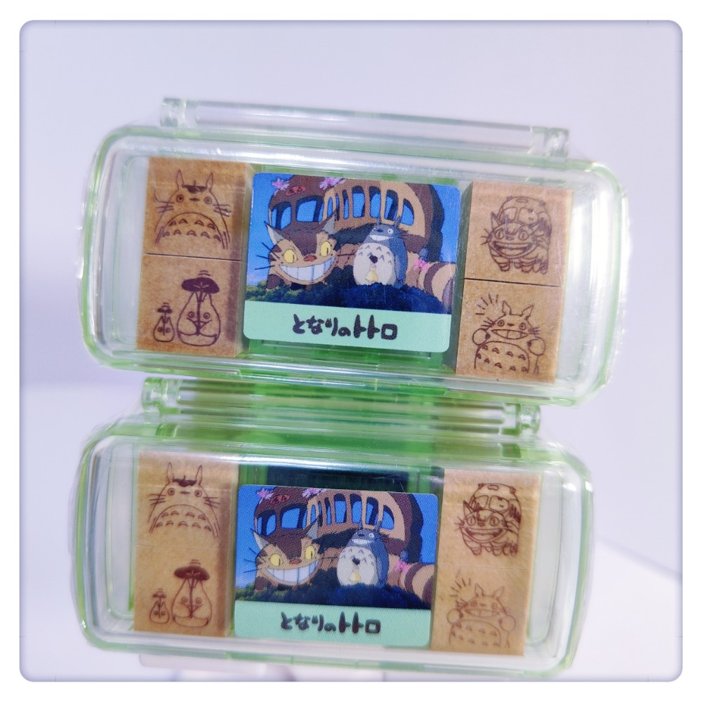(現貨) 手帳用印章 迷你印章組(4入)(附印泥) 宮崎駿動畫 吉卜力 神隱少女 龍貓 木頭印章【米猴小舖】-規格圖1