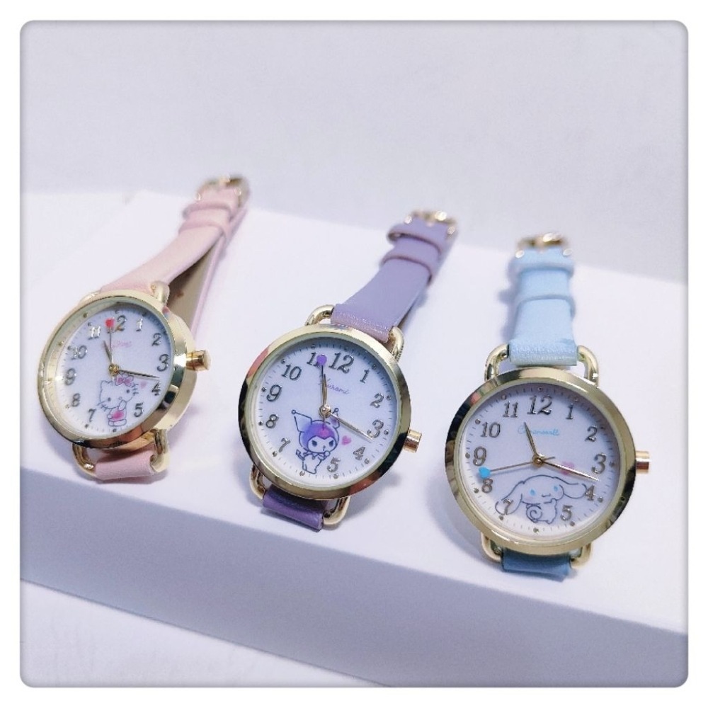 (現貨) 卡通人物皮革手錶  三麗鷗系列  Kitty 大耳狗 庫洛米 手錶 腕錶【米猴小舖】-細節圖2