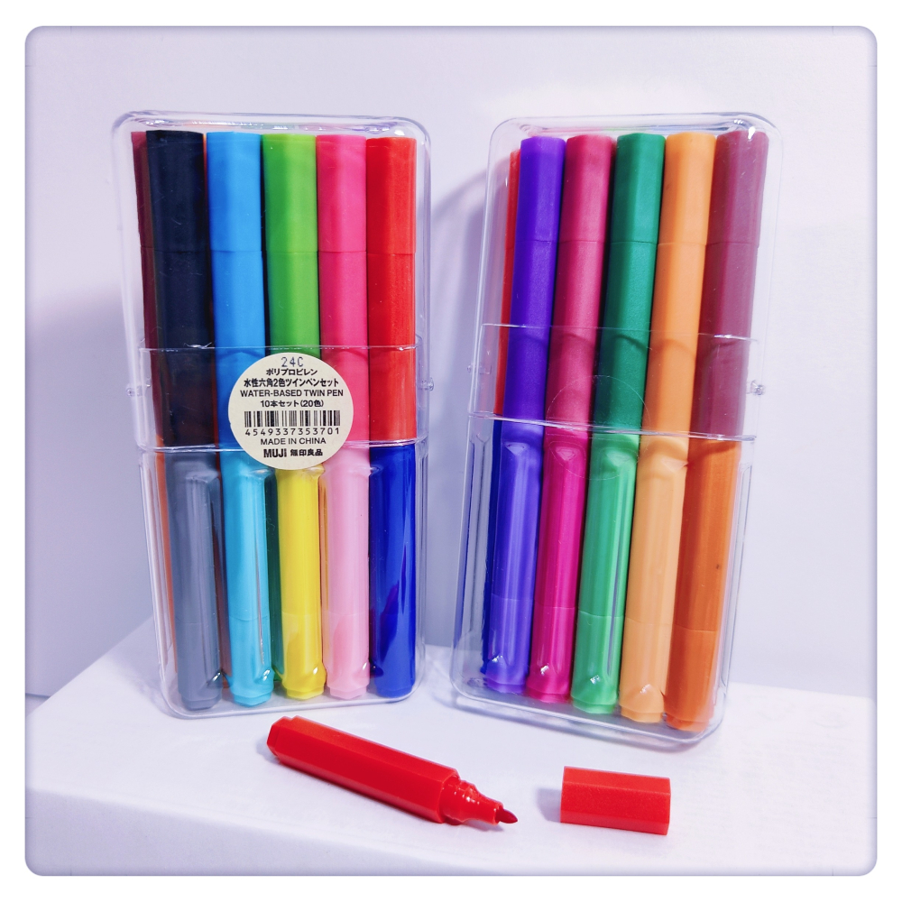 (現貨) 無印良品 MUJI 六角水性筆 雙色雙頭組 迷你組 水性筆組【米猴小舖】-細節圖3