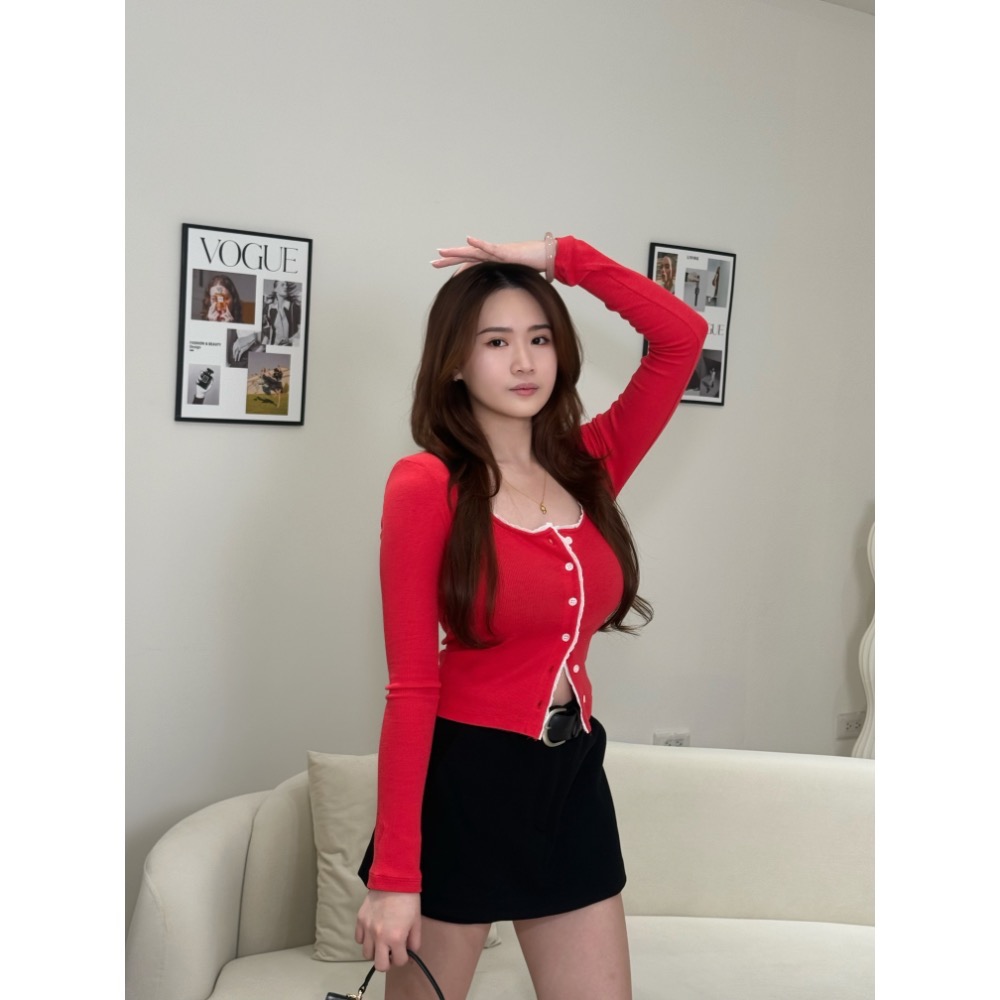 酸甜苦辣的戀愛❤️‍🔥蕾絲鈕扣上衣-規格圖9