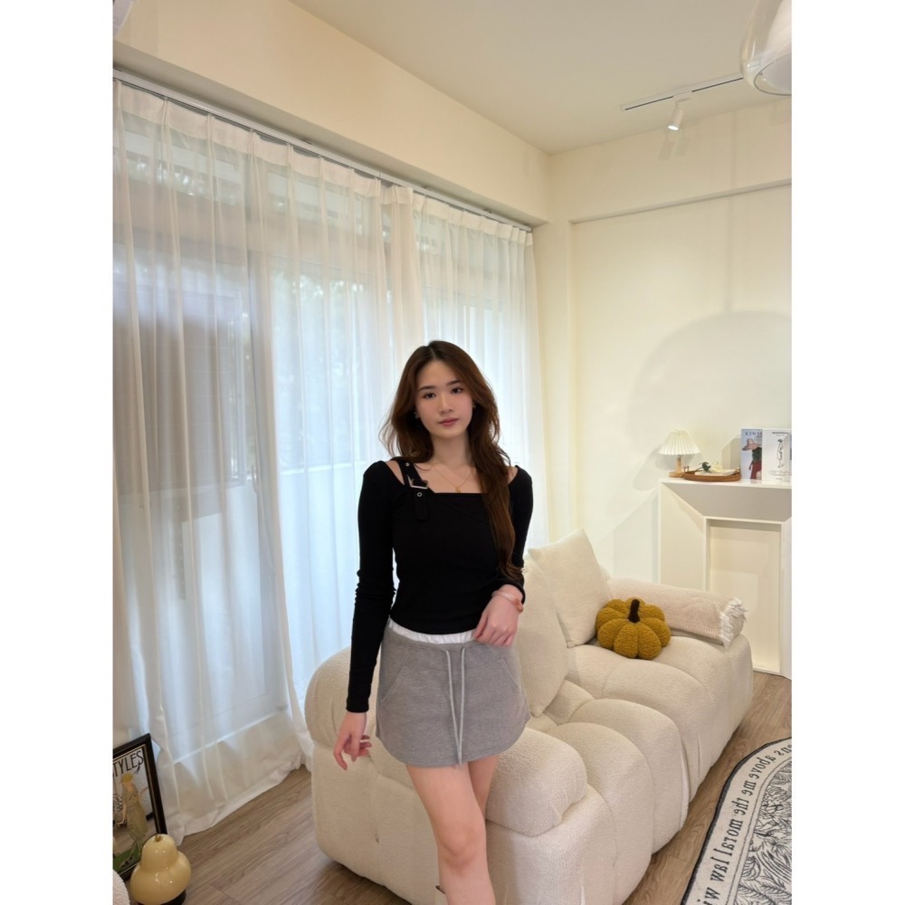 微辣主義雙層設計拼接短裙-細節圖5