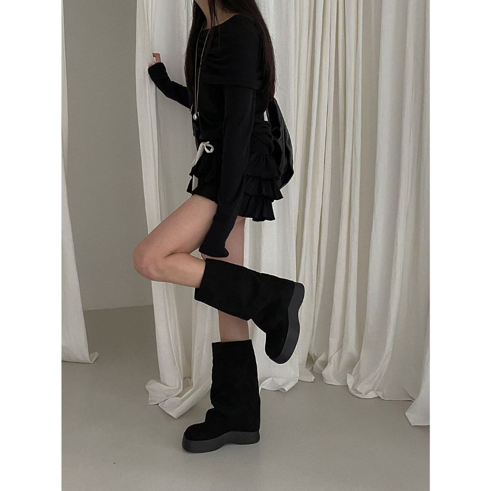 走在時尚的尖端👢正韓落地長靴-細節圖3