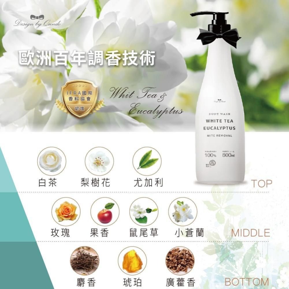 [現貨 快速出貨]白茶尤加利除螨香水沐浴乳(大容量800ml) 沐浴乳 除螨沐浴乳-細節圖8
