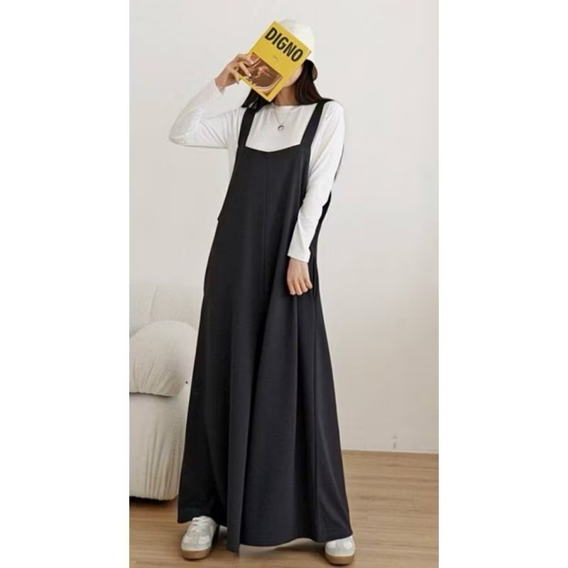 韓國🇰🇷棉絨/連身吊帶寬褲/秋冬款-細節圖2