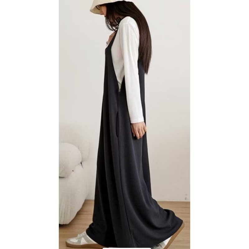 韓國🇰🇷棉絨/連身吊帶寬褲/秋冬款-細節圖3