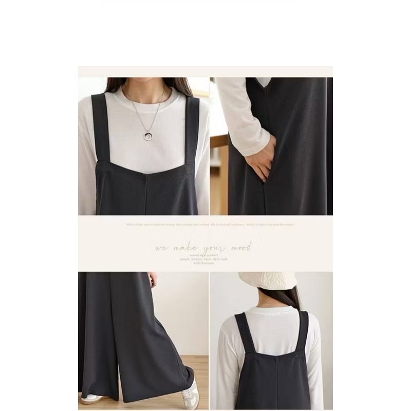 韓國🇰🇷棉絨/連身吊帶寬褲/秋冬款-細節圖5