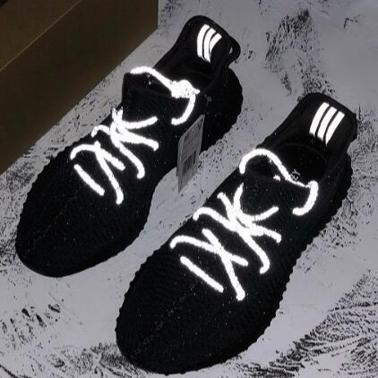 韓國直達-Adidas YEEZY BOOST 350 V2 Black 黑天使 黑魂 男鞋 情侶鞋 FU9006-細節圖8