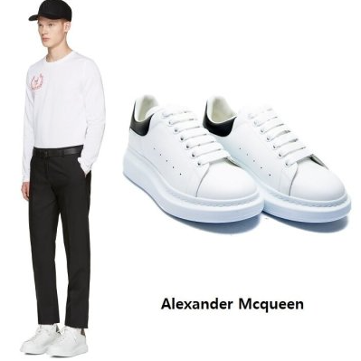 84號 韓國直達- Alexander McQueen MCQ 小白鞋皮革黑尾男鞋女鞋 553680WHGP59061-細節圖3