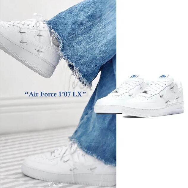 71號限時特惠❥ Nike Air Force 1 07 LX 女鞋 白 泫雅 銀色小勾運動休閒鞋 CT1990-100-細節圖2