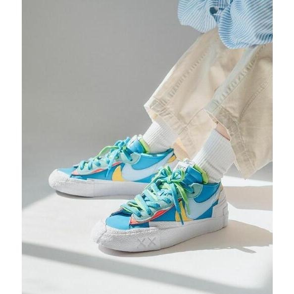 74號 限時特惠❥ Kaws x Nike Blazer Low 板鞋 休閒鞋 男女鞋 湖水藍DM7901-400-細節圖3