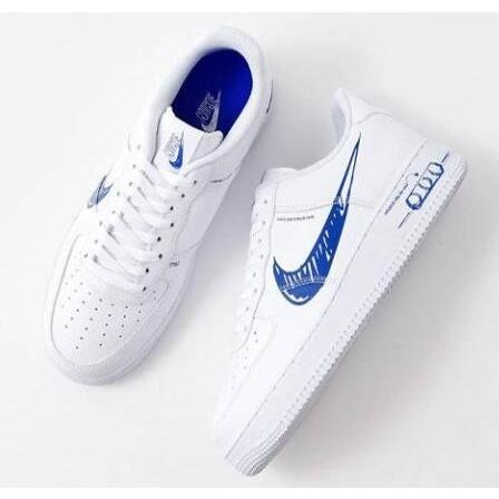 56號 限時特惠❥ Nike Air Force 1 白黑 白藍 手繪 塗鴉 彩繪 休閒鞋手繪圖稿 CW7581-101-細節圖8