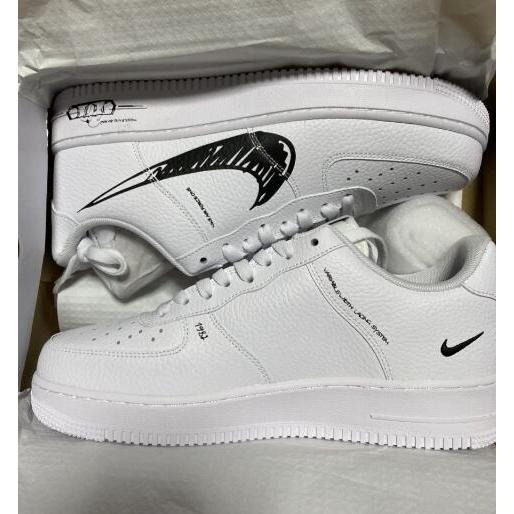 56號 限時特惠❥ Nike Air Force 1 白黑 白藍 手繪 塗鴉 彩繪 休閒鞋手繪圖稿 CW7581-101-細節圖9