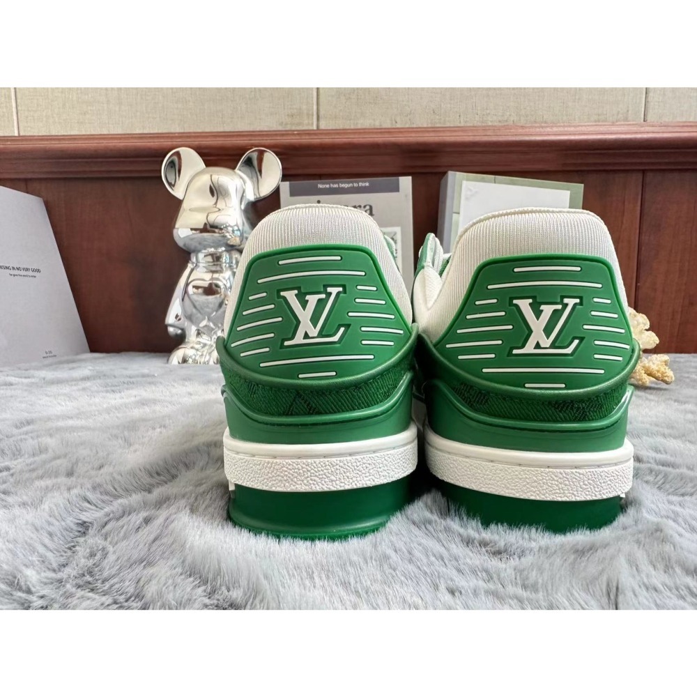 Louis Vuitton 路易威登 Trainer 休閑闆鞋 白綠牛仔-細節圖4