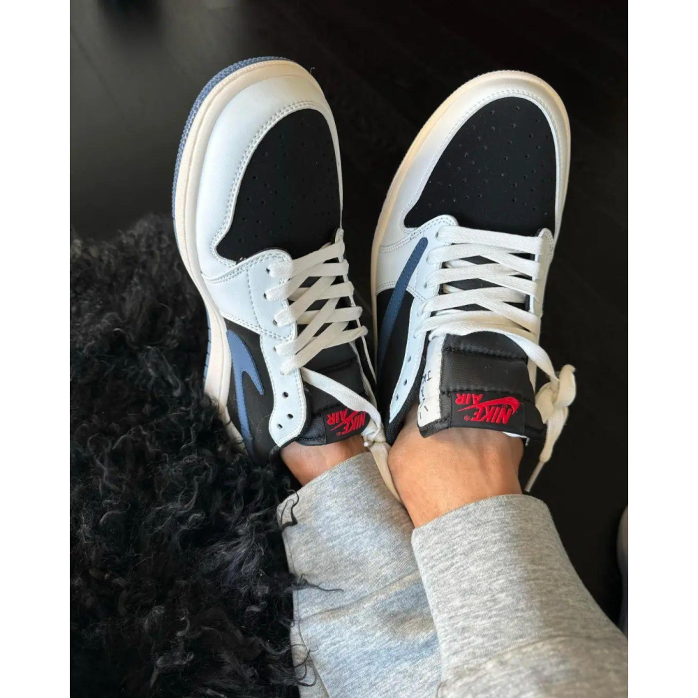 Travis Scott x Air Jordan 1 Low  黑白藍 休閒鞋 運動鞋-細節圖2