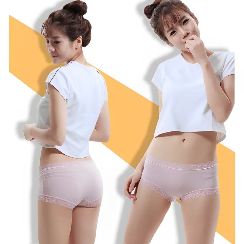 現貨！台灣製 粉色 杜邦TACTEL棉質內褲 親肌包臀蕾絲內褲 中低腰平口內褲 女生內褲 女內褲-規格圖8