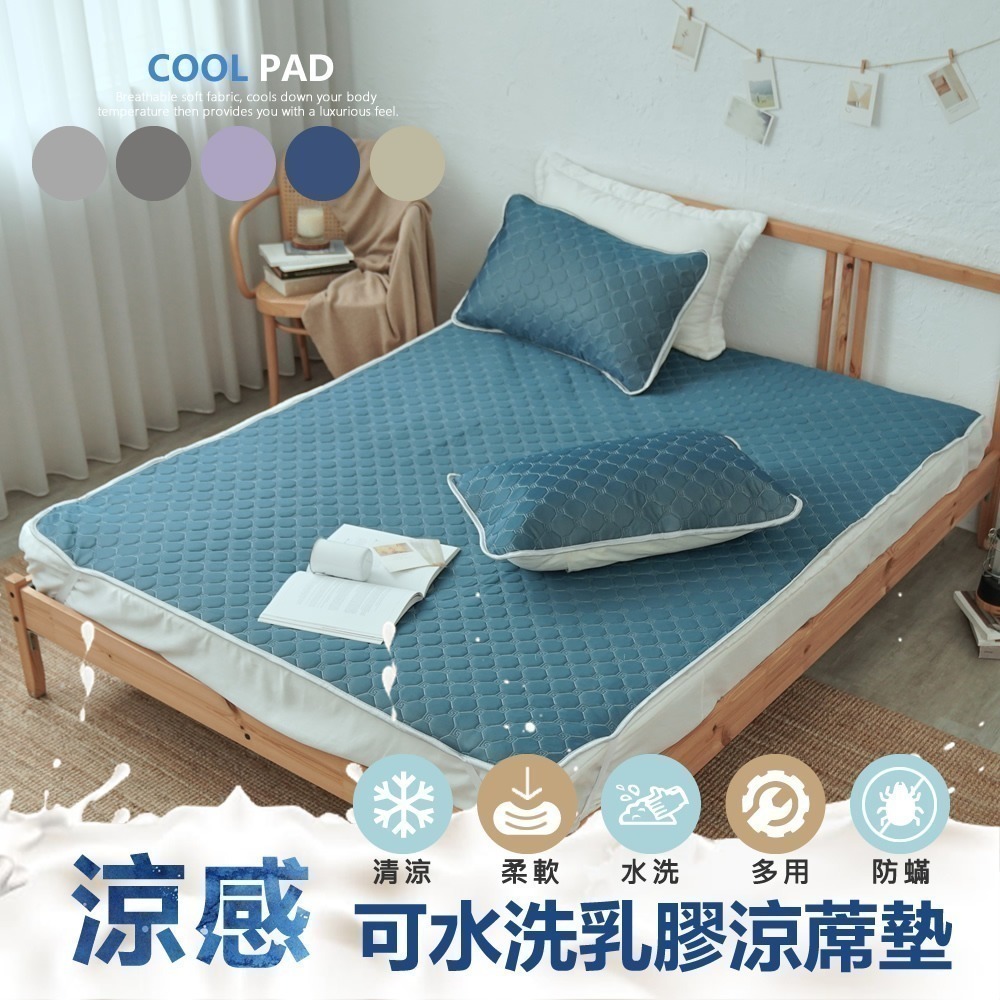 【小日常寢居】沁涼透氣《單人/雙人/加大》可水洗乳膠涼蓆墊+枕套組(含枕套)泰國進口乳膠 冰絲涼墊 涼席床墊-細節圖10