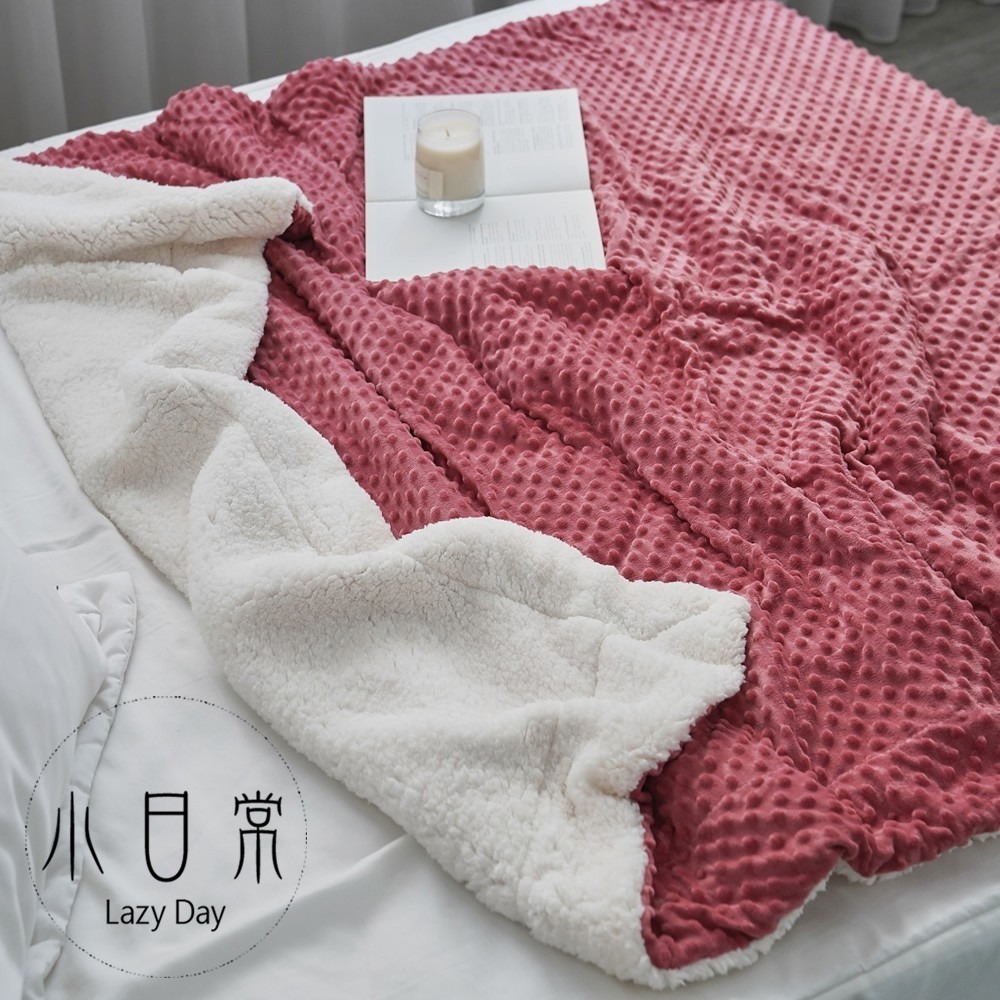 【小日常寢居】素面原色(四色任選)3D立體安眠波波絨x羊羔絨加厚雙面保暖毯150x200cm 秋冬熱銷絨毯(限2件超取-細節圖4