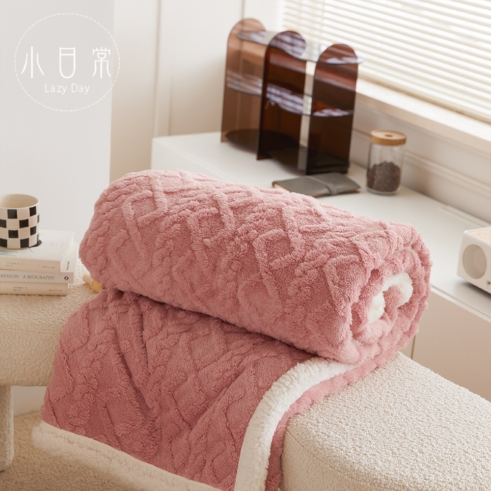 【小日常寢居】多款任選-莫蘭迪輕奢純色-雕花牛奶絨x羊羔絨毯｜3D立體波波絨x羊羔絨毯 秋冬熱銷絨毯(限2件超取)-細節圖5