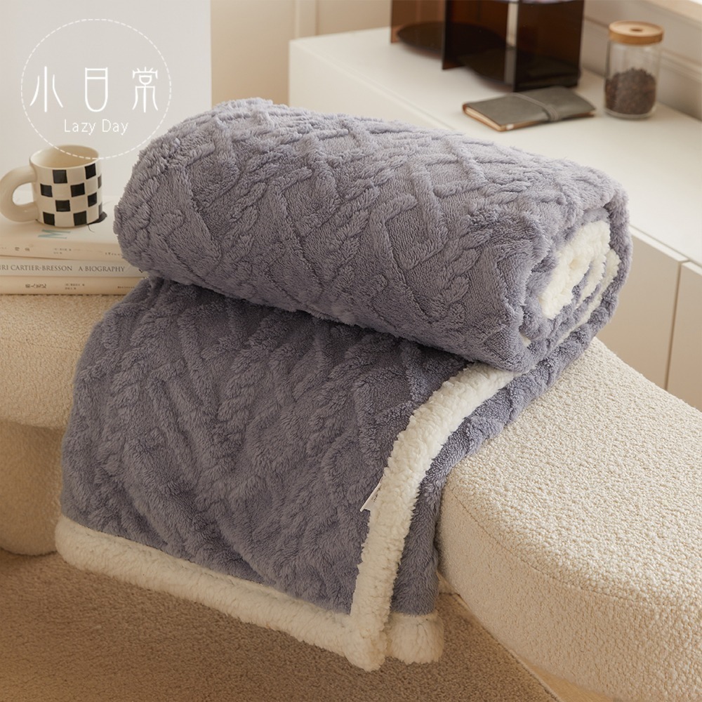【小日常寢居】多款任選-莫蘭迪輕奢純色-雕花牛奶絨x羊羔絨毯｜3D立體波波絨x羊羔絨毯 秋冬熱銷絨毯(限2件超取)-細節圖9