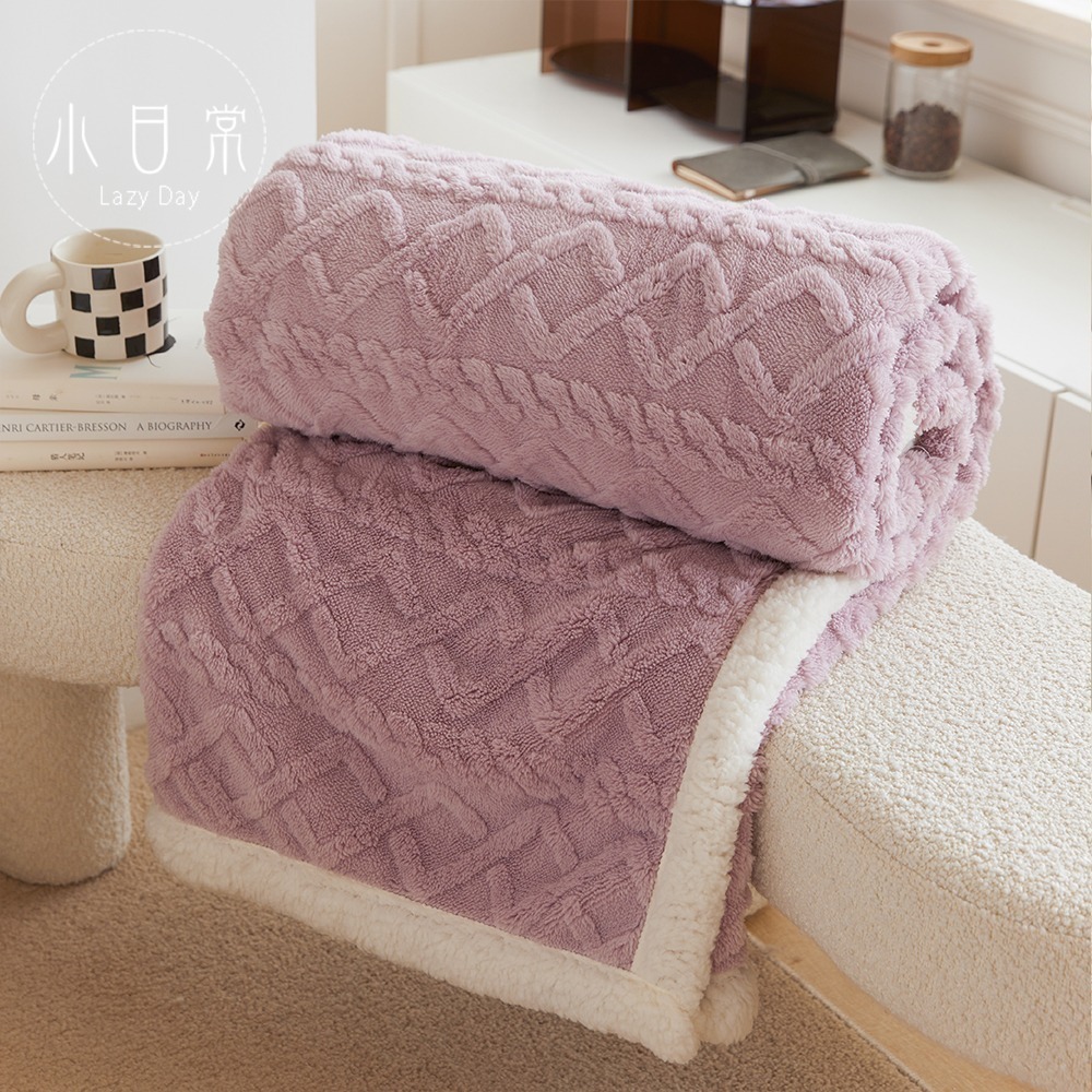 【小日常寢居】多款任選-莫蘭迪輕奢純色-雕花牛奶絨x羊羔絨毯｜3D立體波波絨x羊羔絨毯 秋冬熱銷絨毯(限2件超取)-細節圖7