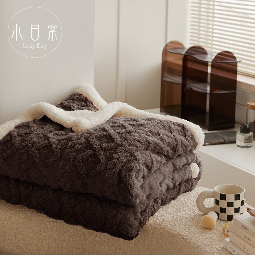 【小日常寢居】多款任選-莫蘭迪輕奢純色-雕花牛奶絨x羊羔絨毯｜3D立體波波絨x羊羔絨毯 秋冬熱銷絨毯(限2件超取)-細節圖8