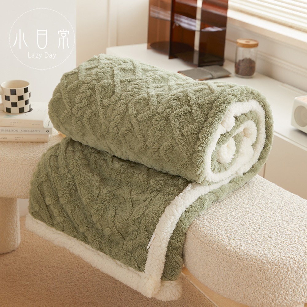 【小日常寢居】多款任選-莫蘭迪輕奢純色-雕花牛奶絨x羊羔絨毯｜3D立體波波絨x羊羔絨毯 秋冬熱銷絨毯(限2件超取)-細節圖6