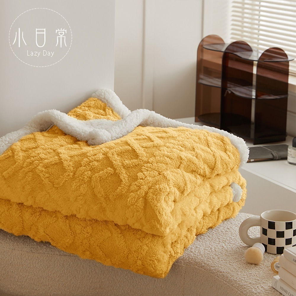 【小日常寢居】多款任選-莫蘭迪輕奢純色-雕花牛奶絨x羊羔絨毯｜3D立體波波絨x羊羔絨毯 秋冬熱銷絨毯(限2件超取)-細節圖10