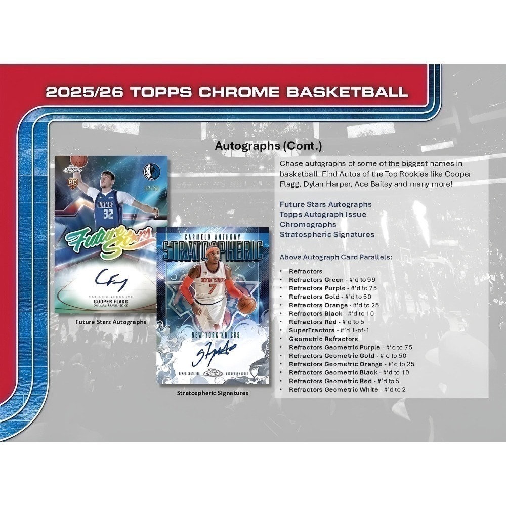 【卡世界】2025-26 Topps Chrome Basketball Hanger Box 籃球 球員卡 (1盒)-細節圖10
