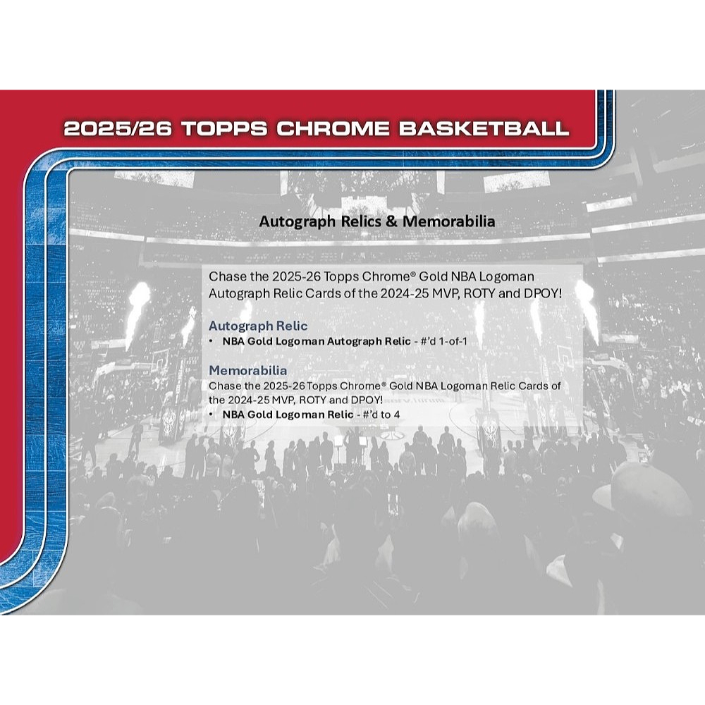 【卡世界】2025-26 Topps Chrome Basketball Hanger Box 籃球 球員卡 (1盒)-細節圖11