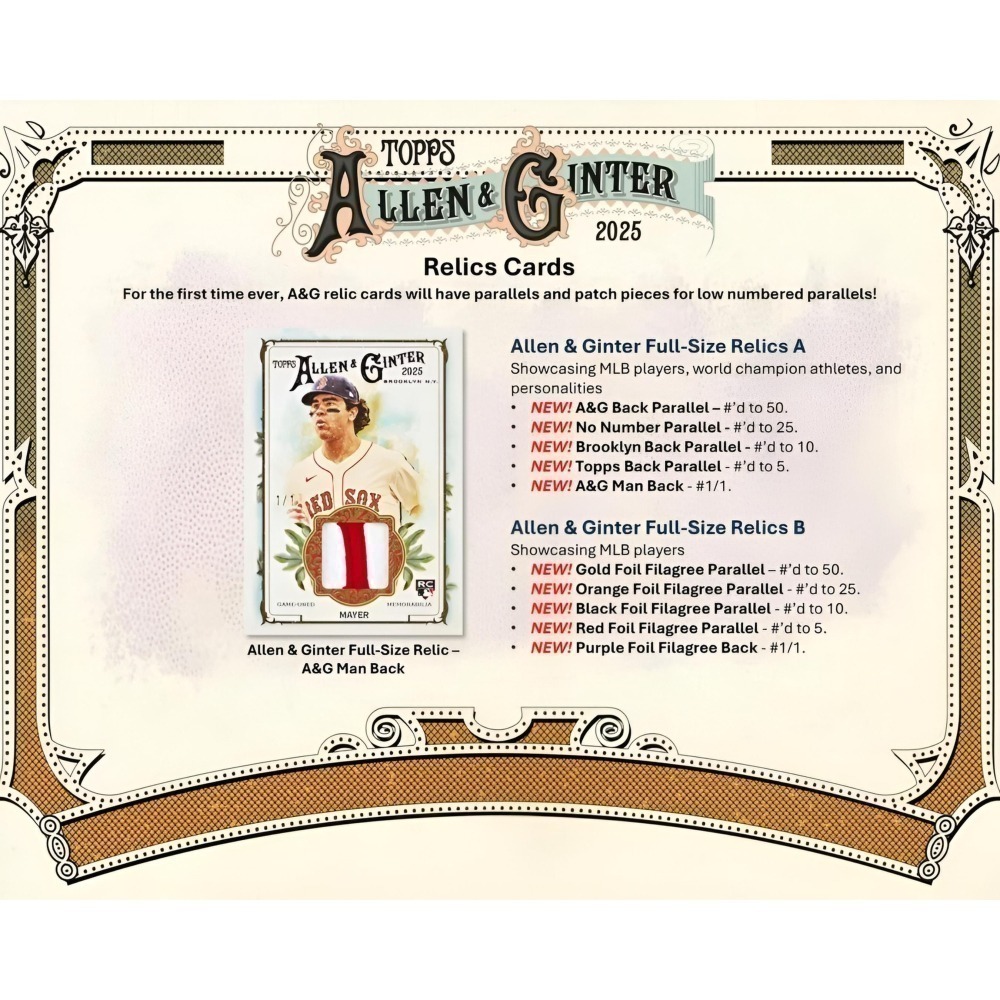 【卡世界】2025 Allen & Ginter Baseball Jumbo Value Pack 球員卡 (1包)-細節圖8