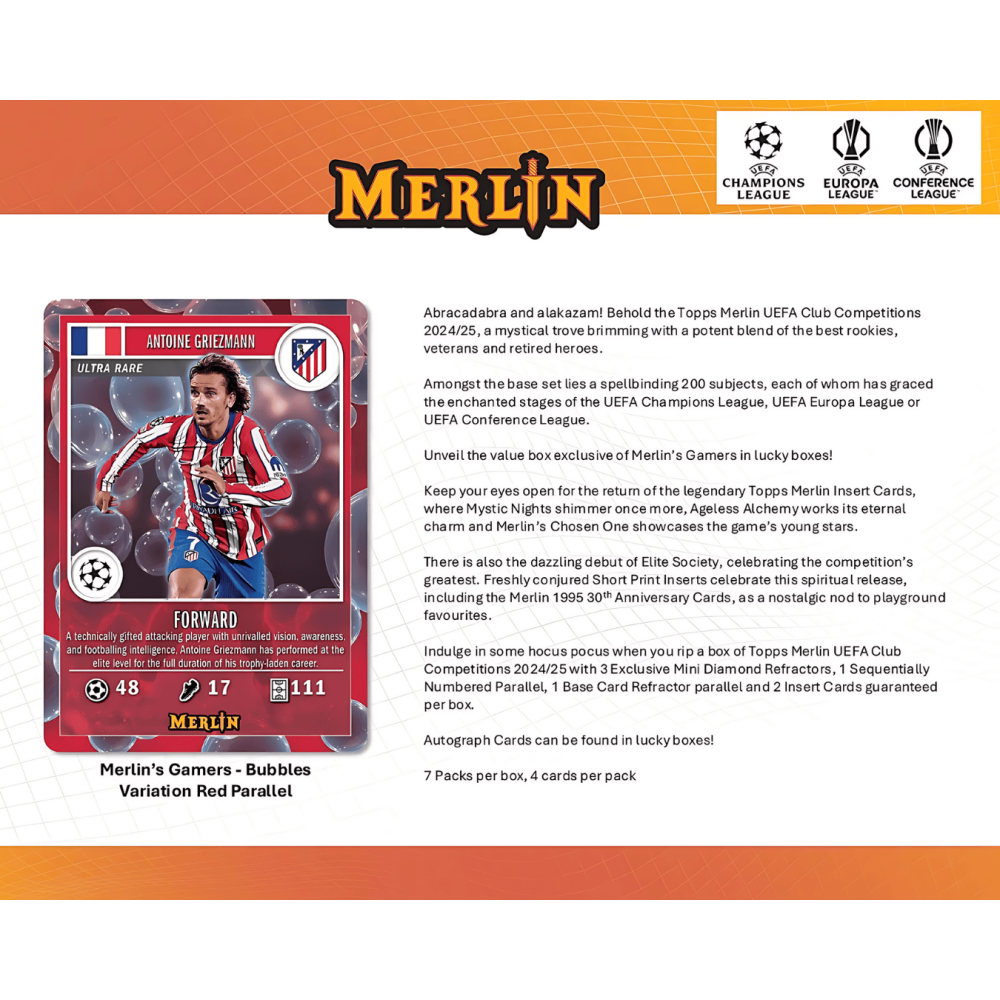 【卡世界】2024-25 Topps Merlin UCC Soccer Blaster Box 球員卡 (1盒)-細節圖4