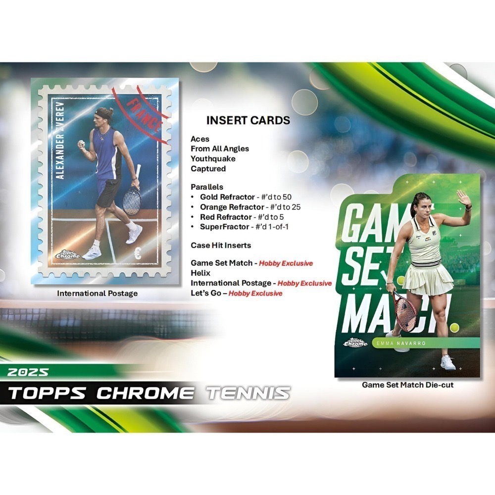 【卡世界】🔥全新箱10盒 2025 Topps Chrome Tennis Hobby Box 網球 球員卡 (1盒)-細節圖7