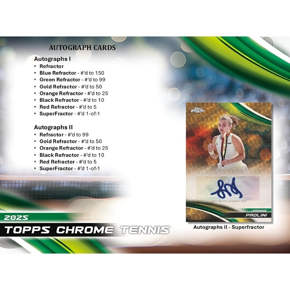 【卡世界】🔥全新箱10盒 2025 Topps Chrome Tennis Hobby Box 網球 球員卡 (1盒)-細節圖8