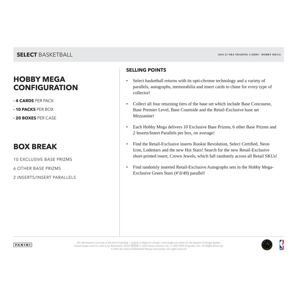 【卡世界】2024-25 Select Basketball Hobby Mega Box 籃球 球員卡 (1盒)-細節圖8