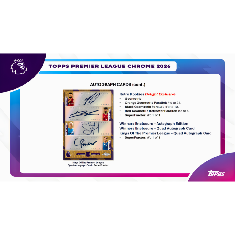 【卡世界】2026 Topps Chrome Premier League Hanger Box 英超 球員卡 (1盒)-細節圖9