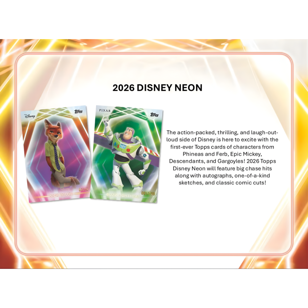 【卡世界】2026 Topps Disney Neon Blaster Box 米老鼠 迪士尼 球員卡 (1盒)-細節圖4