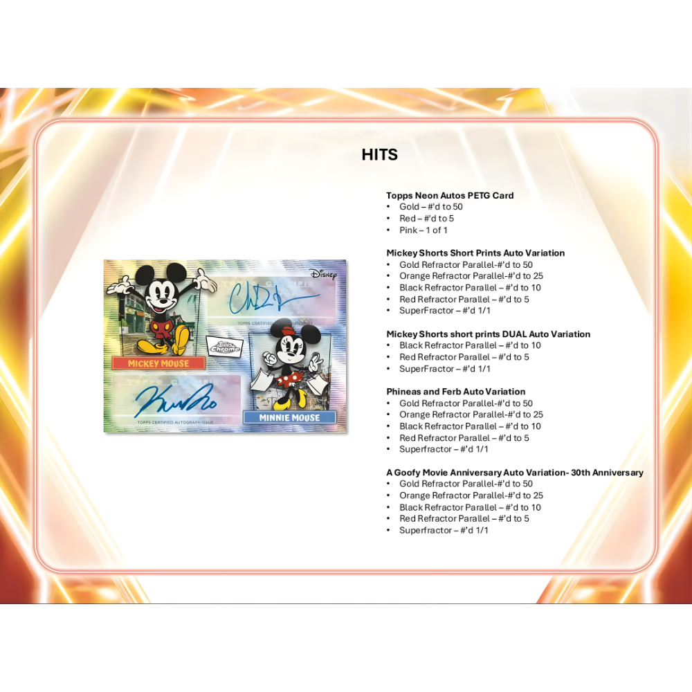 【卡世界】2026 Topps Disney Neon Blaster Box 米老鼠 迪士尼 球員卡 (1盒)-細節圖9