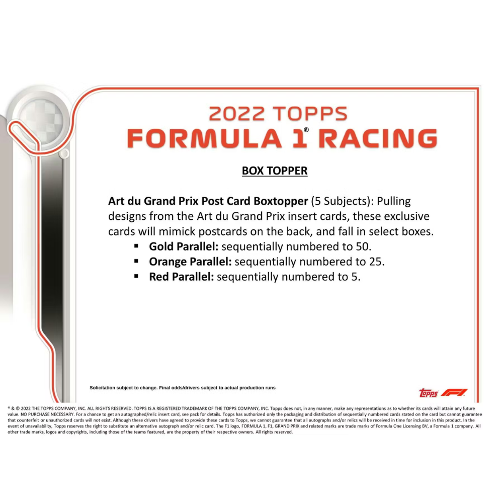 【卡世界】2022 Topps F1 Formula 1 Hobby Box (1盒)-細節圖10